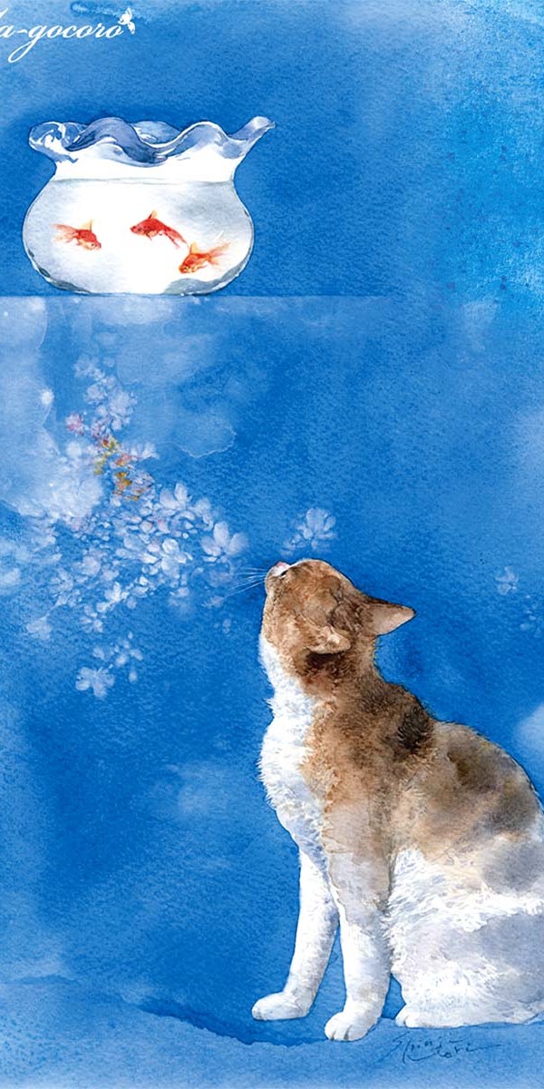 金魚とネコ